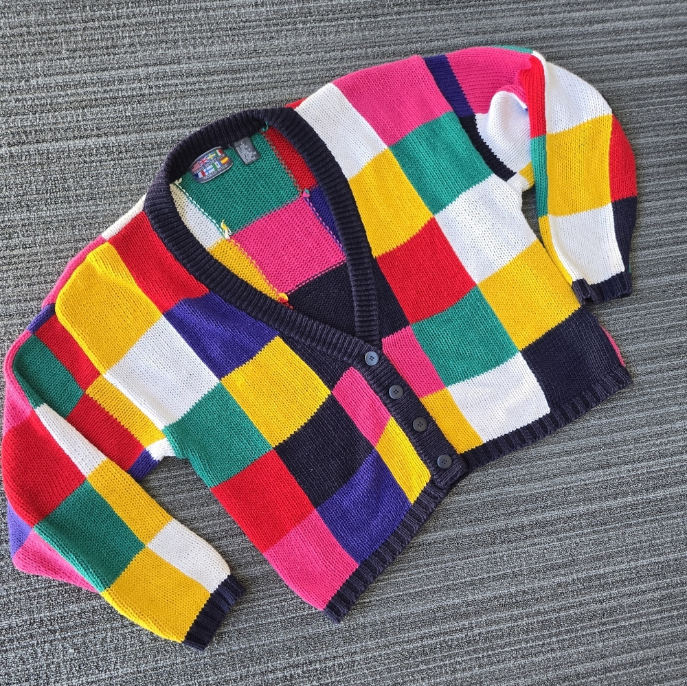 Vintage Knit Artsy Whimsical Boxy Oversized Cardigan